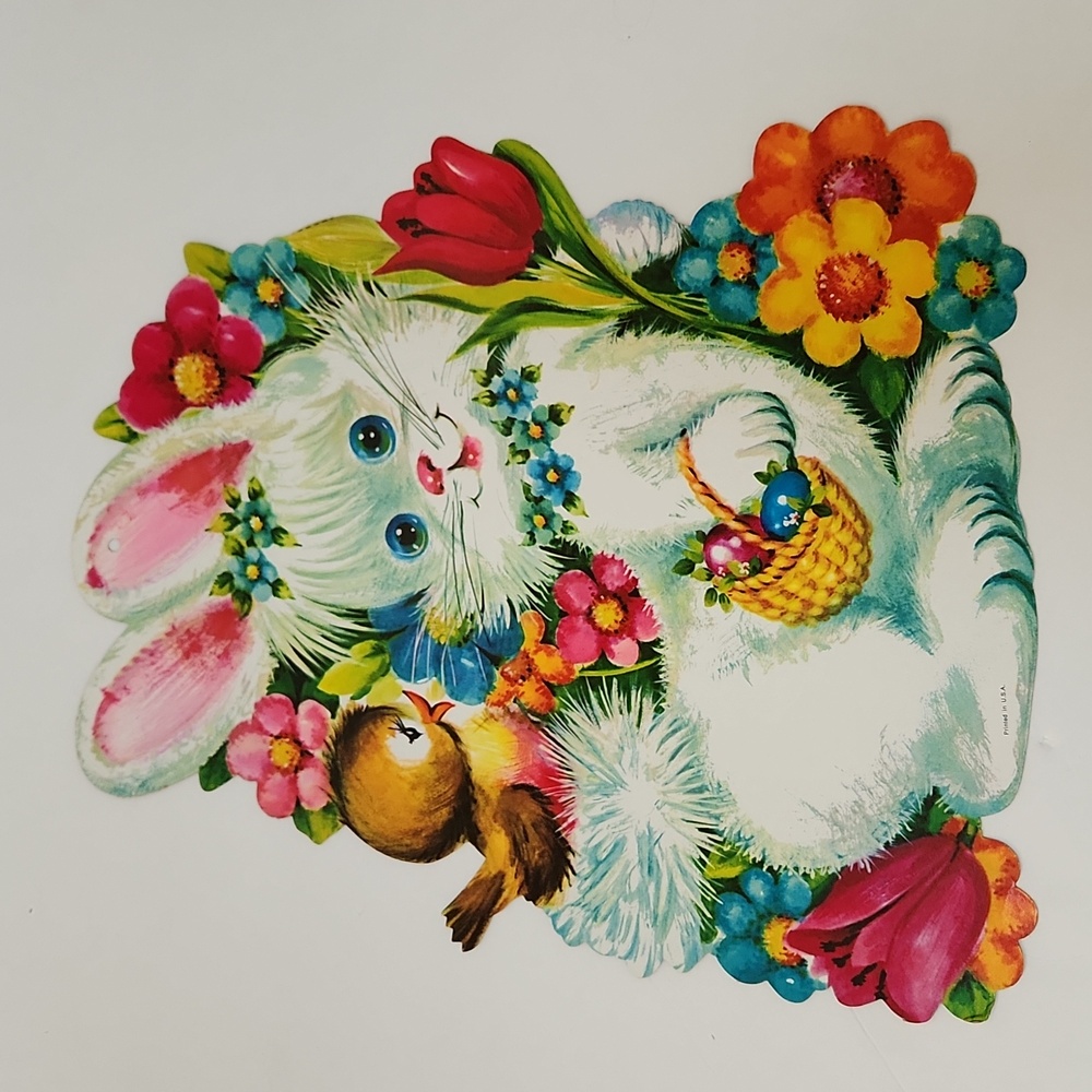 Vintage Easter Bunny Die Cut Paper Decoration USA